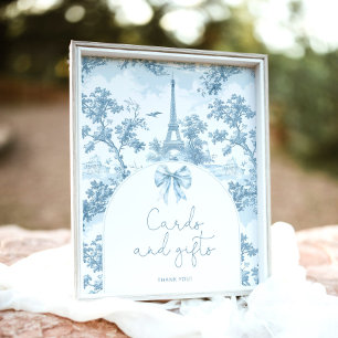 Poster Cartes et cadeaux parisiens Toile de Jouy Bonjour