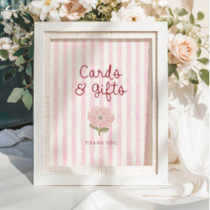 Poster Cartes et Cadeaux Pastel Rose Prépa Rayures