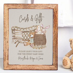 Poster Cartes et cadeaux pour Baby Shower Boho et thème d