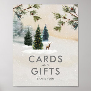 Poster Cartes et cadeaux pour la fête de la forêt hiverna
