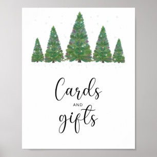 Poster Cartes et cadeaux pour les arbres d'hiver