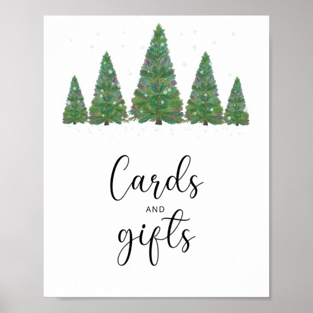 Poster Cartes et cadeaux pour les arbres d'hiver (Devant)