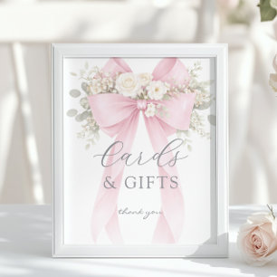 Poster Cartes et cadeaux Ruban Coquette Rose Eucalyptus