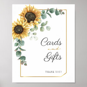 Poster Cartes et Cadeaux Rustiques Tournesol Floral Eucal