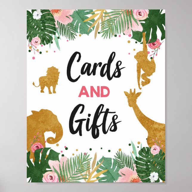 Poster Cartes et cadeaux Safari Animaux Fille Signal d'an (Devant)