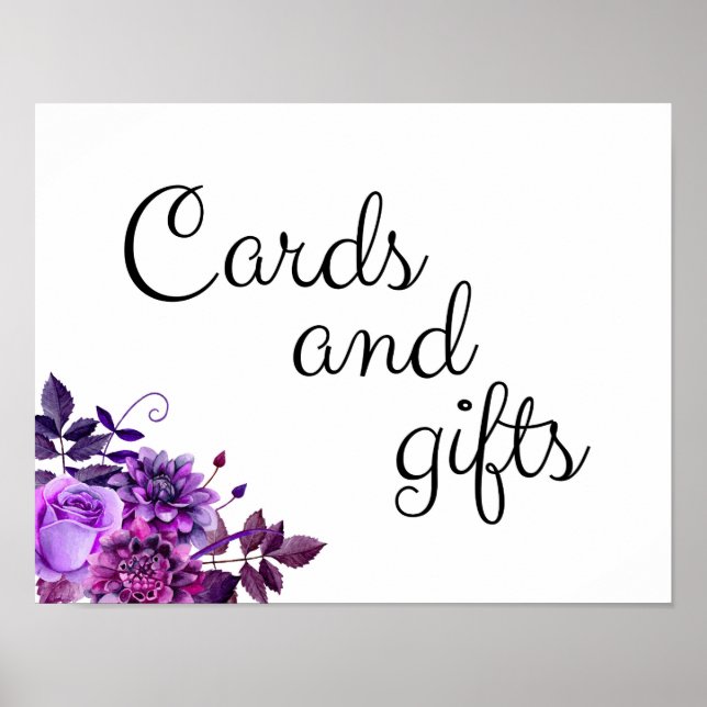 Poster Cartes et cadeaux Signal mariage Fleurs violettes  (Devant)