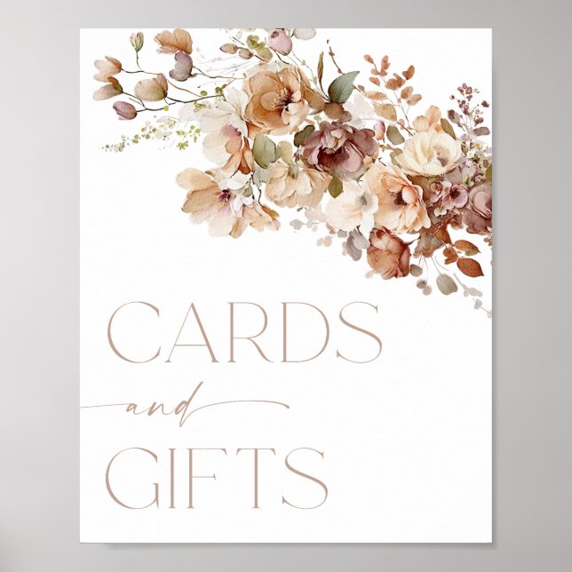 Poster Cartes et cadeaux signe boho automne floral (Devant)