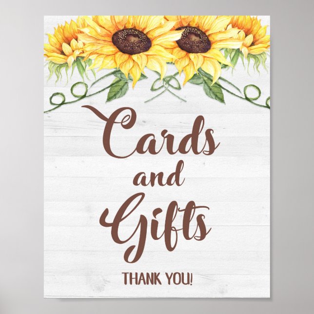 Poster CARTES ET CADEAUX Signe de fête des tournesols (Devant)