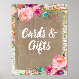 Poster Cartes et cadeaux Signe Fête des mariées rustique 