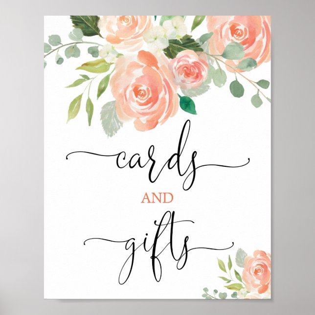 Poster Cartes et cadeaux signe floral élégant de verdure  (Devant)