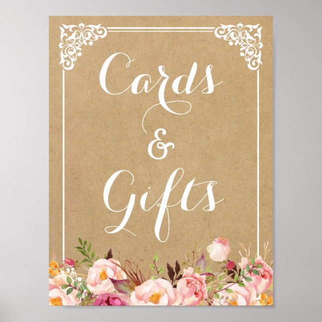 Poster Cartes et cadeaux | SIGNE Mariage Floral Rustique  (Devant)