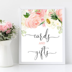 Poster Cartes et cadeaux signe rose or élégant floral