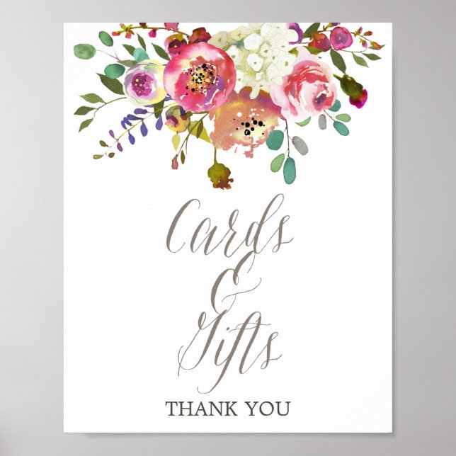 Poster Cartes et cadeaux simples à motif floral aquarelle (Devant)