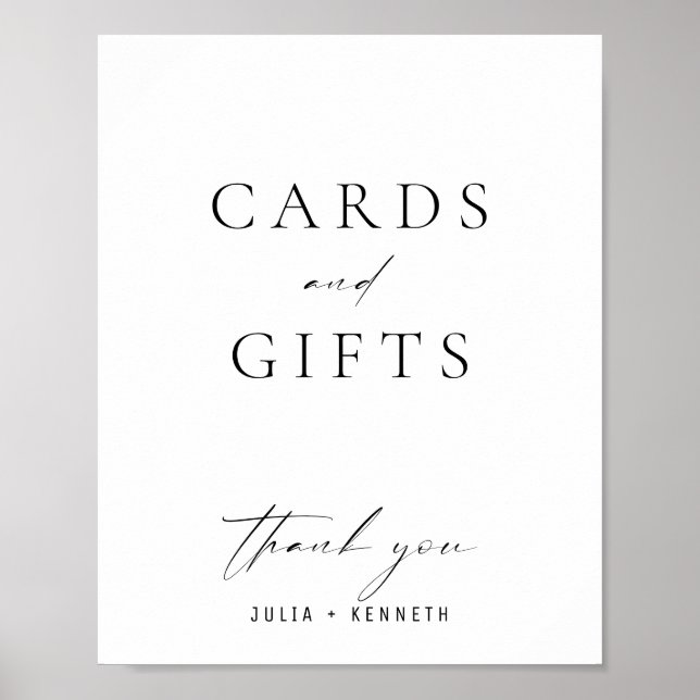 Poster Cartes et cadeaux simples en noir et blanc (Devant)
