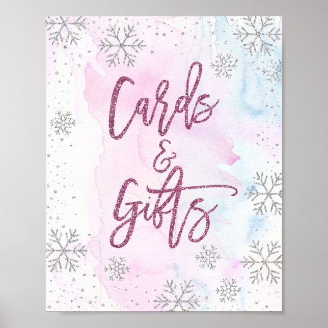 Poster Cartes et cadeaux Snowflake Parties scintillant Ma (Devant)