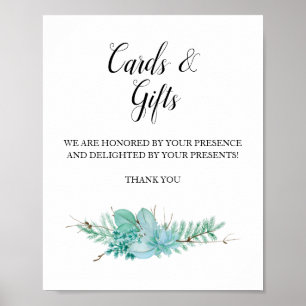 Poster Cartes et cadeaux Vert Succulent Mariage Signal