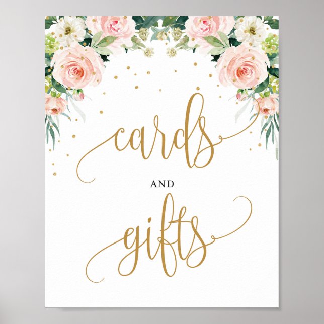 Poster Cartes et signes cadeaux Boho rose floral rose (Devant)