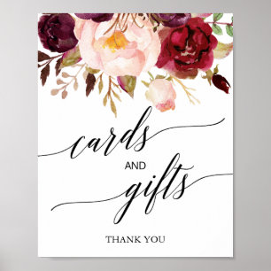Poster Cartes Florales et Étiquette Cadeau à Calligraphie