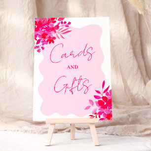 Poster Cartes florales roses chaudes ondulées roses rouge