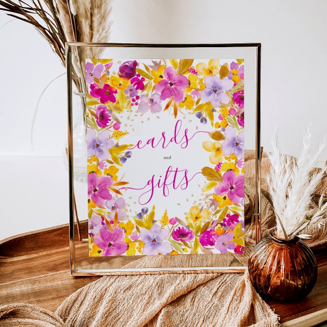 Poster Cartes florales violettes modernes Boho cadeaux nu (Boho modern purple floral cards gifts bridal poster)