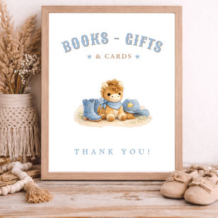 Poster Cartes Livres Cadeaux Baby Shower Petit Cowboy Ble