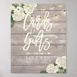 Poster Cartes mariages Cadeaux Bois Floral Lumières à cor