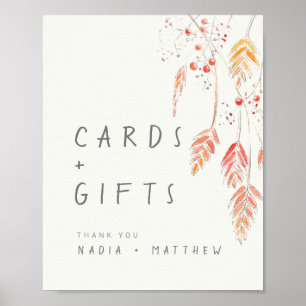 Poster Cartes mariages de automne et signes cadeaux