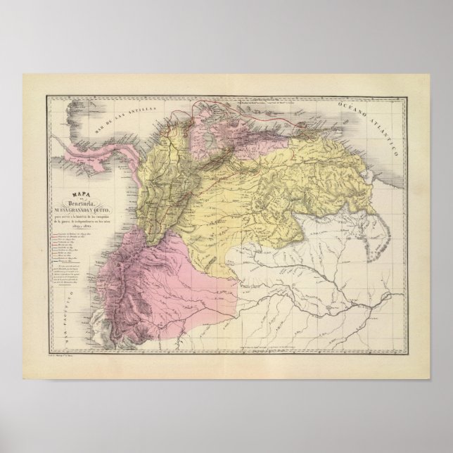 Poster Cartes militaires historiques du Venezuela (Devant)