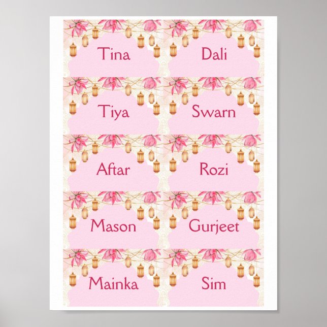 Poster Cartes modèle rose (Devant)