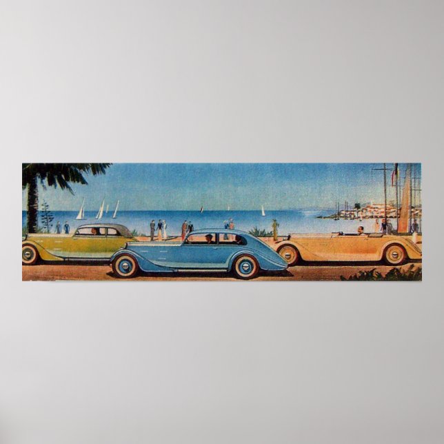 Poster CARTES RETRO, bleu jaune orange (Devant)