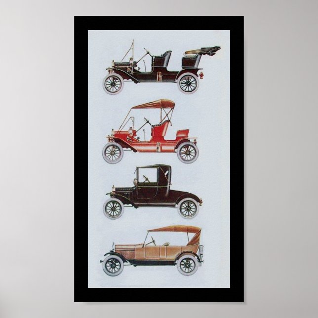 Poster CARTES RETRO, noir blanc rouge (Devant)