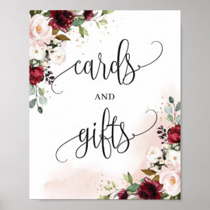 Poster Cartes rousses et signes cadeaux rustiques moderne