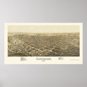 Poster Carthage, MO Carte panoramique - 1891