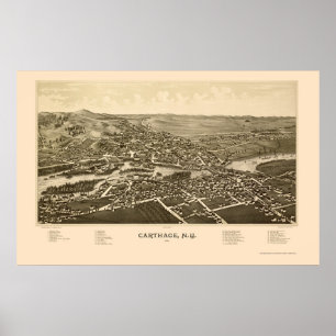 Poster Carthage, NY Carte panoramique - 1888