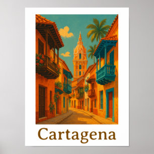 Poster Carthagène Colorée Colombie Charme caribéen