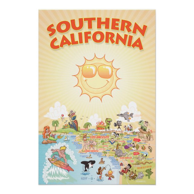 Poster Cartographie de la Californie du Sud (Devant)