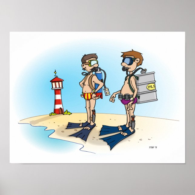 Poster Carton ; aller en vacances en plongée. (Devant)
