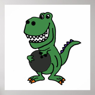 Poster Carton de bowling T-rex Dinosaur