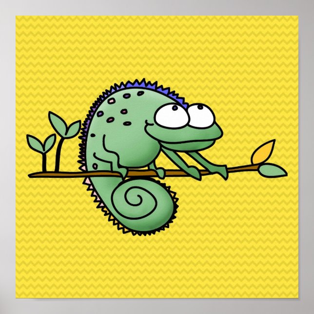 Poster Carton de Chameleon Lizard Cute (Devant)
