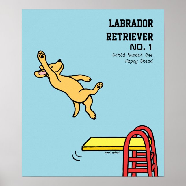 Poster Carton de plongée du Labrador jaune (Devant)