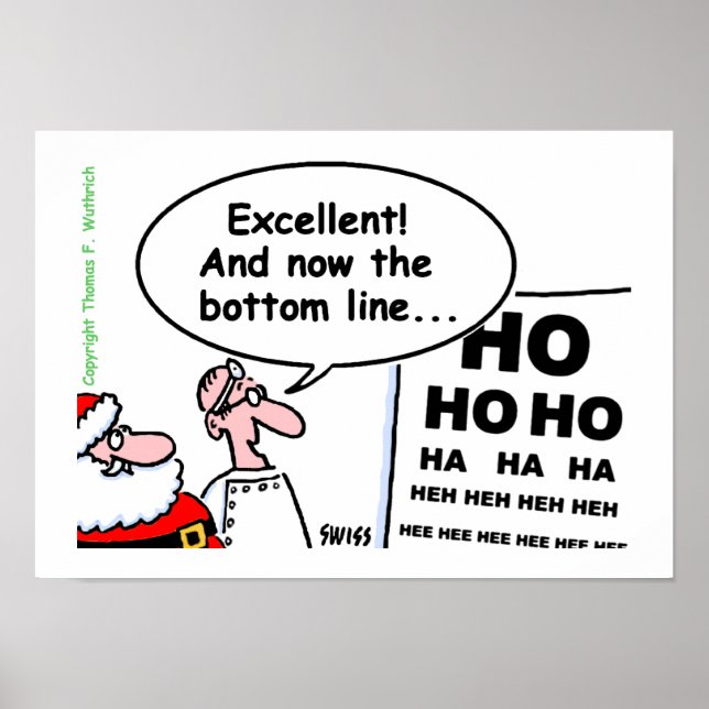 Poster Carton de test oculaire Optométriste Père Noël (Devant)