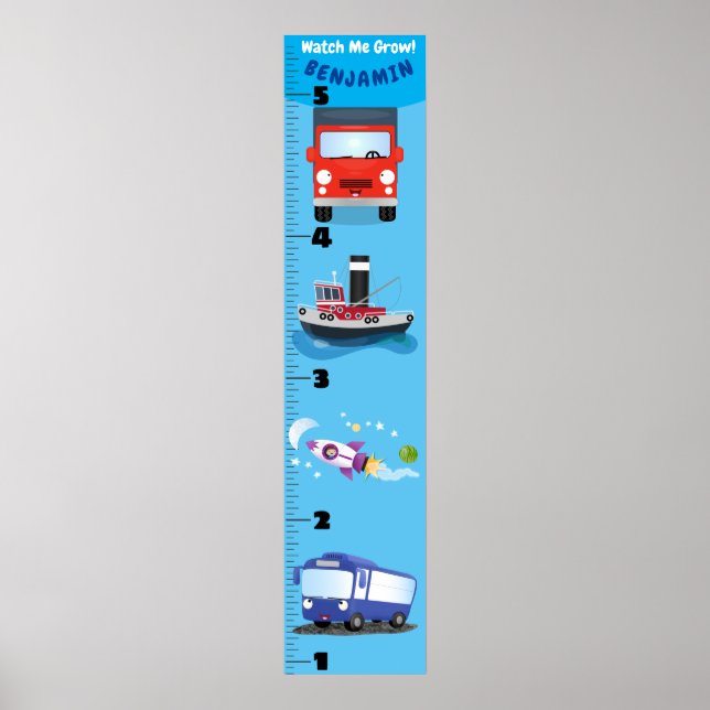 Poster Carton de transport mignon graphique de croissance (Devant)