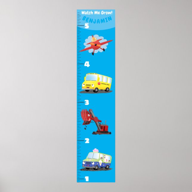 Poster Carton de transport mignon graphique de croissance (Devant)