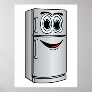 Poster Carton du réfrigérateur en acier inoxydable