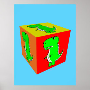 Poster Carton mignon Dino Cube Art