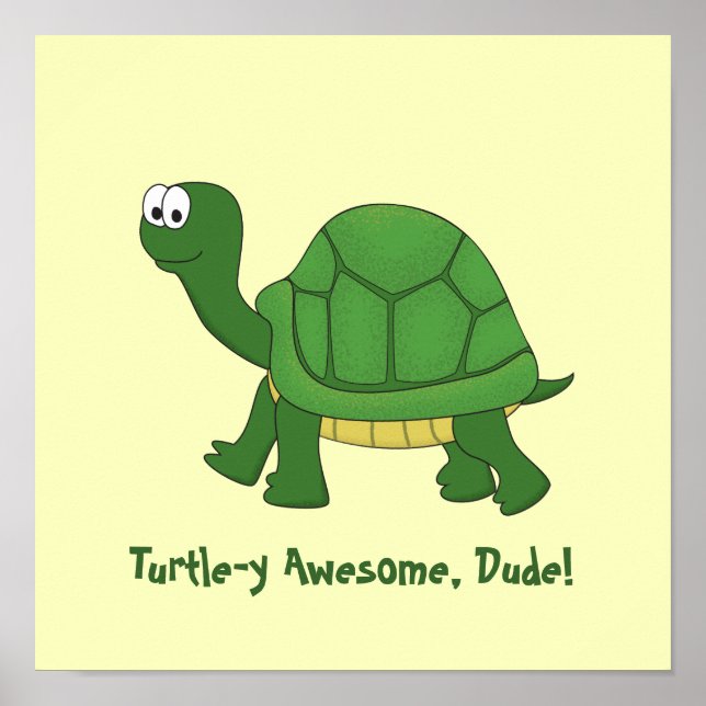 Poster Carton vert et jaune Turtle Imprimer (Devant)