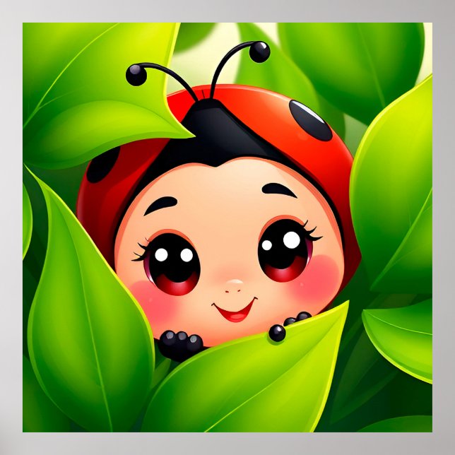 Poster Cartoon adorable Ladybug (Devant)