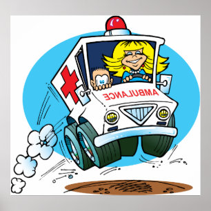 Poster Cartoon Ambulance