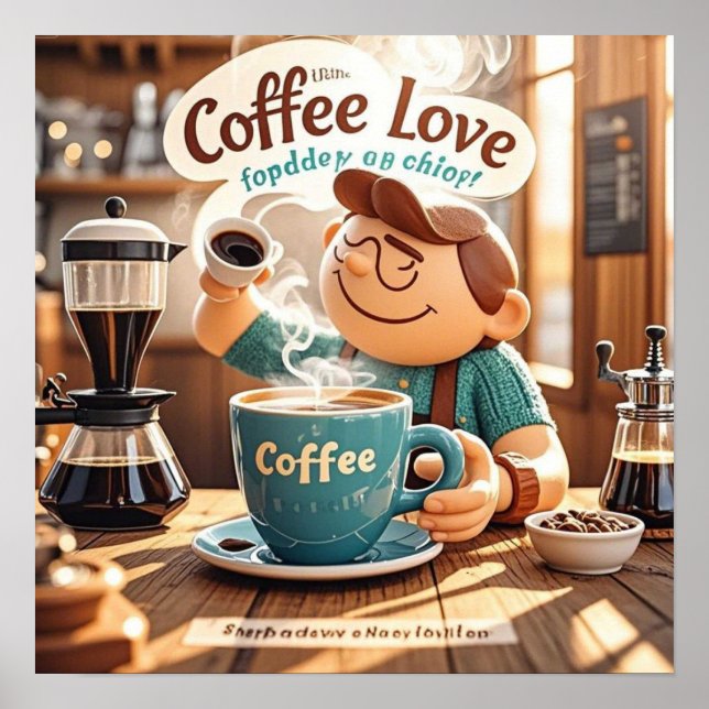 Poster Cartoon chaleureux café confortable style amateur  (Devant)