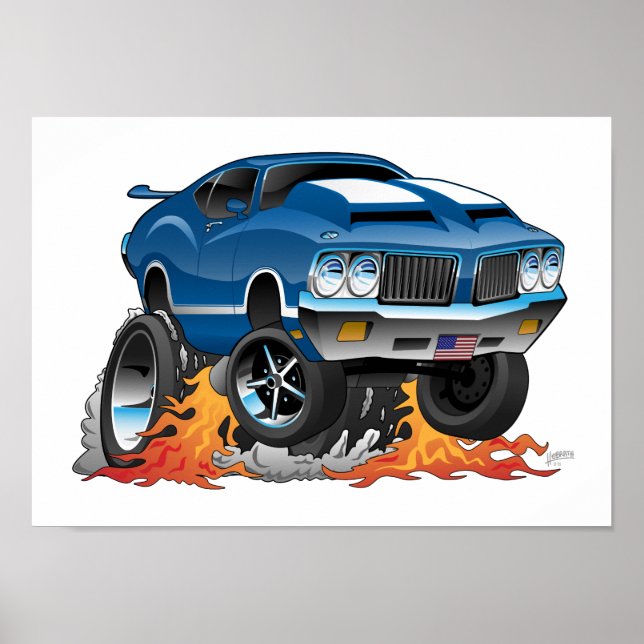 Poster Cartoon classique des années 70 American Muscle (Devant)